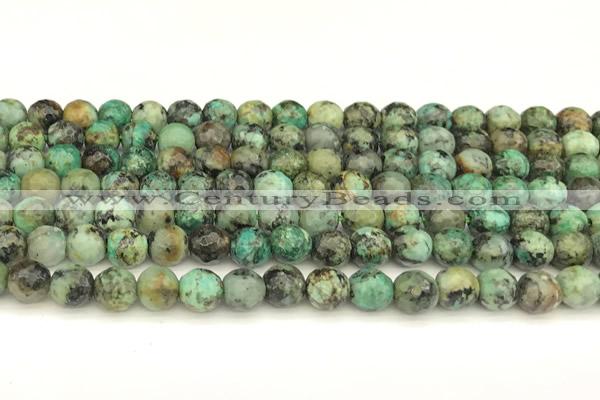 CTU525 15 inches 6mm faceted round African turquoise beads