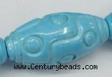 CTU887 15.5 inches 25*50mm carved rice dyed turquoise beads