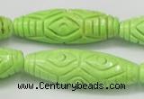 CTU892 15.5 inches 15*45mm carved rice dyed turquoise beads