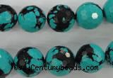 CTU935 15.5 inches 14mm faceted round synthetic turquoise beads