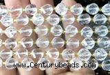 CTW550 15 inches 8mm faceted & twisted S-shaped white crystal beads