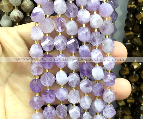 CTW553 15 inches 8mm faceted & twisted S-shaped lavender amethyst beads