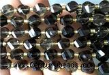 CTW556 15 inches 8mm faceted & twisted S-shaped smoky quartz beads
