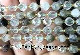 CTW559 8mm faceted & twisted S-shaped green phantom quartz beads