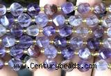 CTW560 8mm faceted & twisted S-shaped purple phantom quartz beads