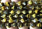 CTW565 15 inches 8mm faceted & twisted S-shaped yellow tiger eye beads