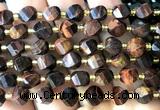 CTW566 15 inches 8mm faceted & twisted S-shaped red tiger eye beads