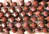 CTW572 15 inches 8mm faceted & twisted S-shaped red jasper beads