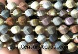 CTW573 15 inches 8mm faceted & twisted S-shaped ocean jasper beads