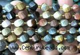CTW574 8mm faceted & twisted S-shaped American picture jasper beads