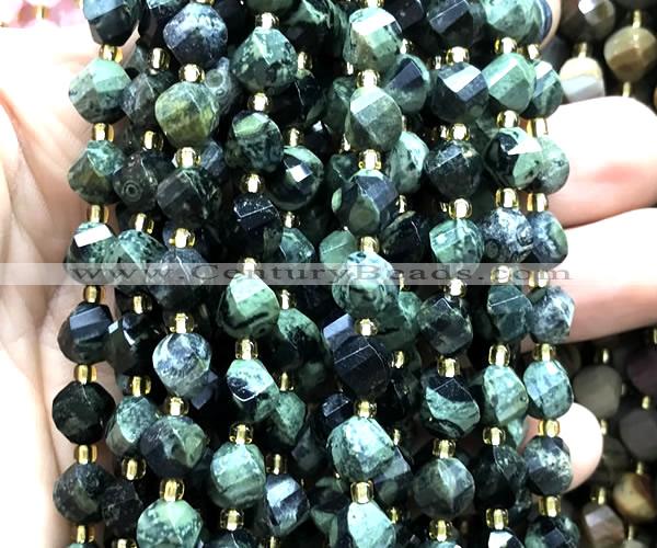 CTW577 15 inches 8mm faceted & twisted S-shaped kambaba jasper beads