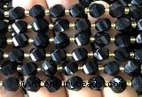 CTW581 15 inches 8mm faceted & twisted S-shaped black onyx beads