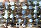 CTW584 8mm faceted & twisted S-shaped Botswana agate beads
