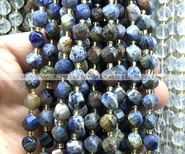CTW586 8mm faceted & twisted S-shaped sunset dumortierite beads