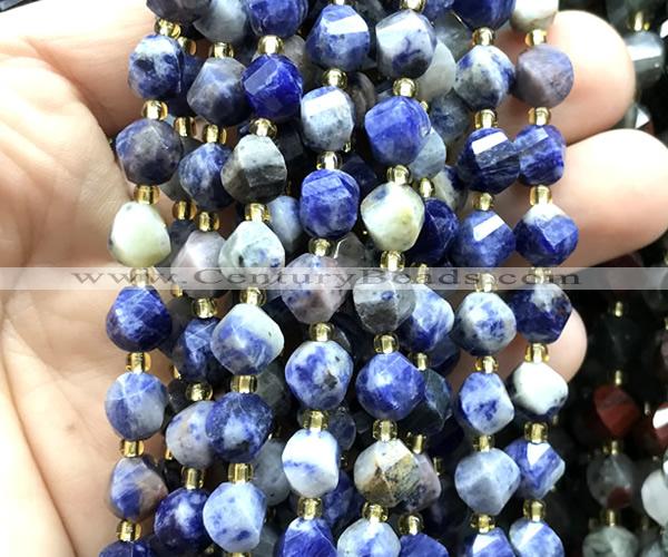 CTW587 15 inches 8mm faceted & twisted S-shaped orange sodalite beads