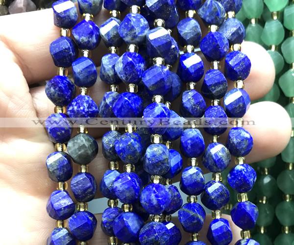 CTW588 15 inches 8mm faceted & twisted S-shaped lapis lazuli beads