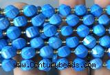 CTW593 15 inches 8mm faceted & twisted S-shaped blue turquoise beads