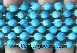 CTW594 15 inches 8mm faceted & twisted S-shaped green turquoise beads
