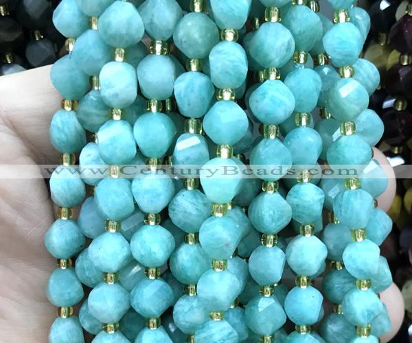 CTW595 15 inches 8mm faceted & twisted S-shaped amazonite beads