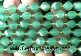 CTW596 8mm faceted & twisted S-shaped green aventurine jade beads