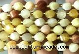 CTW597 8mm faceted & twisted S-shaped yellow aventurine jade beads