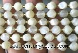 CTW601 15 inches 8mm faceted & twisted S-shaped grey moonstone beads