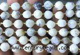 CTW603 15 inches 8mm faceted & twisted S-shaped white opal beads