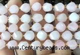 CTW651 15 inches 10mm faceted & twisted S-shaped rose quartz beads
