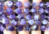 CTW655 10mm faceted & twisted S-shaped dogtooth amethyst beads