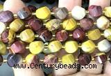 CTW669 15 inches 10mm faceted & twisted S-shaped mookaite beads