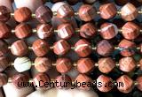 CTW671 15 inches 10mm faceted & twisted S-shaped red jasper beads