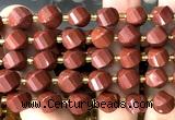 CTW672 15 inches 10mm faceted & twisted S-shaped red jasper beads