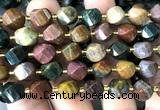 CTW678 15 inches 10mm faceted & twisted S-shaped ocean jasper beads
