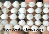 CTW680 10mm faceted & twisted S-shaped white crazy lace agate beads