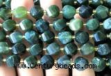 CTW683 15 inches 10mm faceted & twisted S-shaped moss agate beads