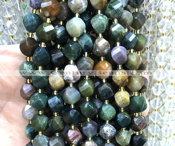 CTW684 15 inches 10mm faceted & twisted S-shaped Indian agate beads