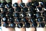 CTW685 15 inches 10mm faceted & twisted S-shaped black onyx beads