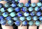 CTW693 15 inches 10mm faceted & twisted S-shaped chrysocolla beads