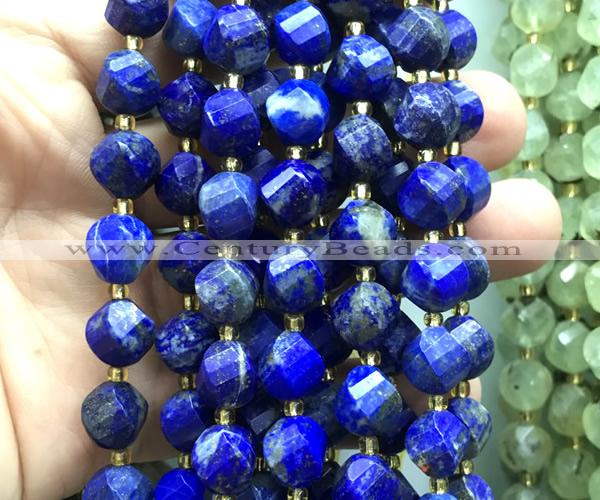 CTW694 15 inches 10mm faceted & twisted S-shaped lapis lazuli beads
