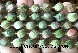 CTW698 15 inches 10mm faceted & twisted S-shaped unakite beads