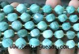 CTW701 15 inches 10mm faceted & twisted S-shaped amazonite beads