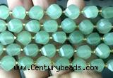 CTW702 10mm faceted & twisted S-shaped green aventurine jade beads