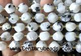 CTW703 15 inches 10mm faceted & twisted S-shaped white moonstone beads