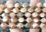 CTW705 15 inches 10mm faceted & twisted S-shaped moonstone beads