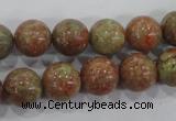 CUG104 15.5 inches 12mm round Chinese unakite beads wholesale