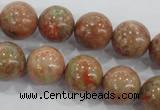 CUG105 15.5 inches 14mm round Chinese unakite beads wholesale