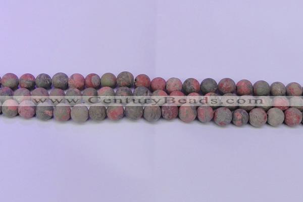 CUG180 15.5 inches 4mm round matte unakite gemstone beads