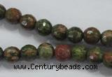 CUG300 15.5 inches 4mm faceted round unakite gemstone beads