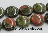 CUG50 16 inches 15mm flat round natural unakite gemstone beads wholesale