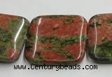 CUG51 16 inches 30*30mm square natural unakite gemstone beads wholesale